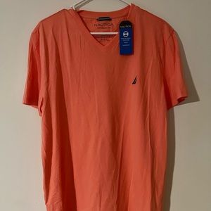 Nautica Orange V-Neck T-Shirt L Large New with Tags